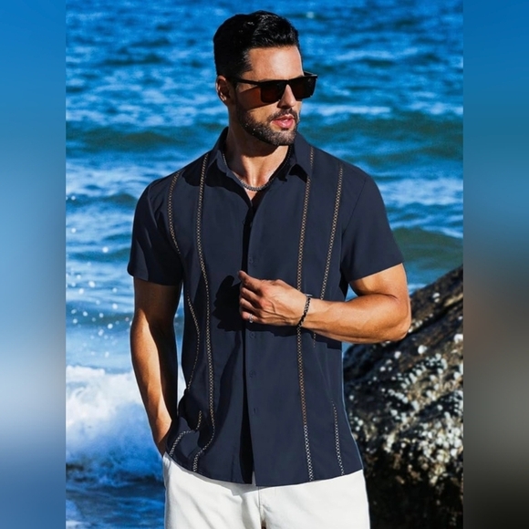 LETSEE Casual Button Down Beach Shirt #561, 562, 903 - Picture 7 of 12